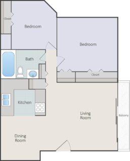 2 Bed / 2 Bath / 1,050 sq ft / Availability: Please Call / Deposit: $300 / Rent: $960